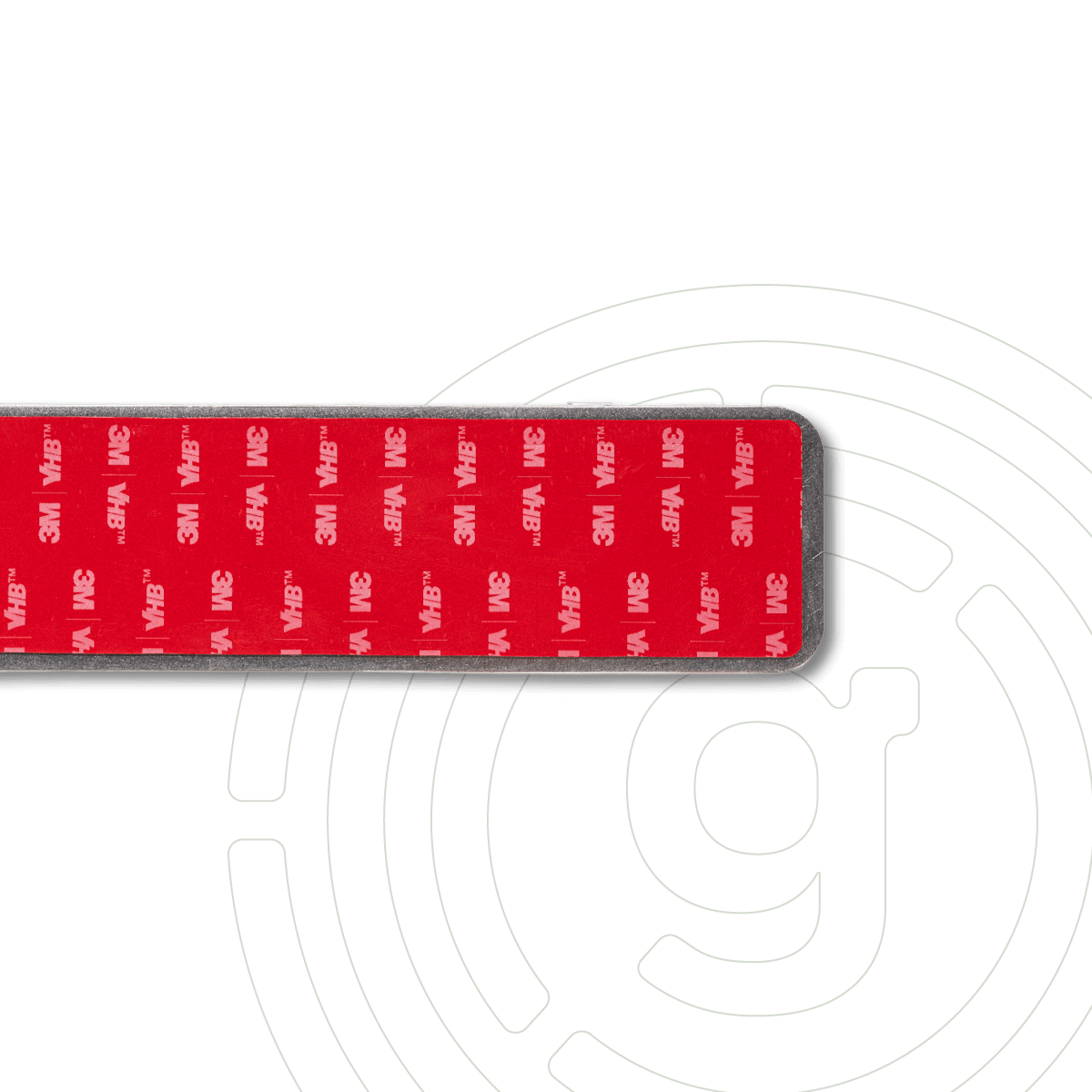 Abbildung einer gelmags Metalleiste Rückseite mit original 3M VHB™ Kleberückseite