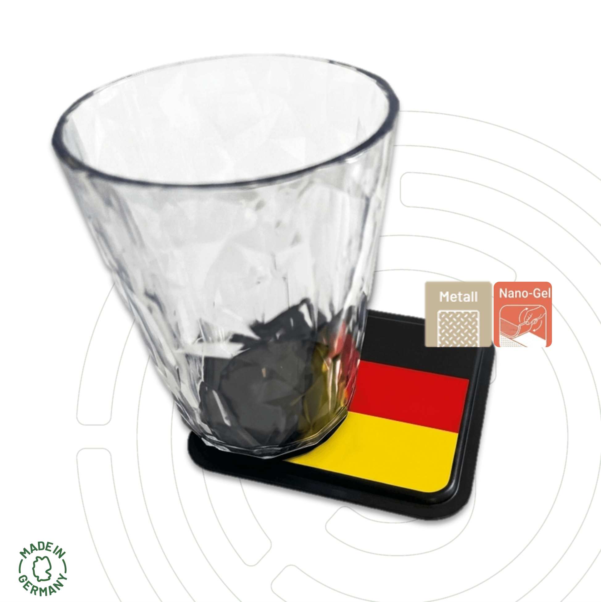 gelmags® Nano-Gel-Untersetzer 2.0 eckig Deutschland Edition mit Glas, rutschfester Halt