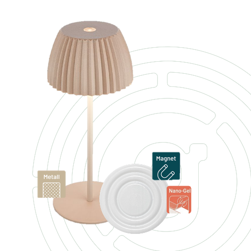 gelmags® Design-Tischleuchte in beige inklusive MagUp-Pad S weiß, Produktansicht