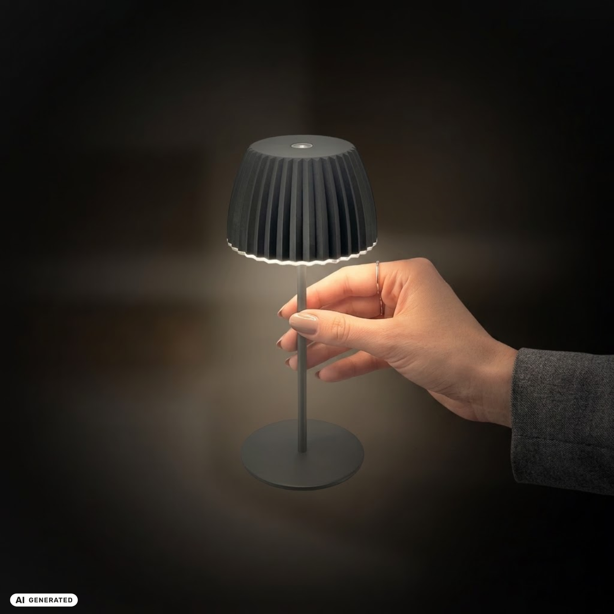 Design tafellamp antraciet, inclusief MagUp Pad S zwart