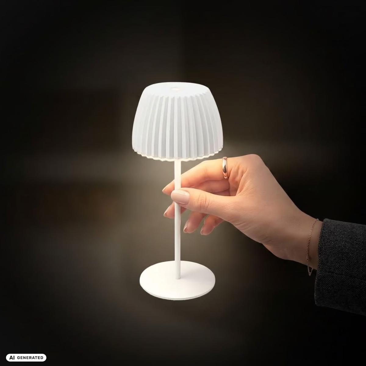 Lámpara de mesa de diseño blanca, incluye MagUp Pad S blanco