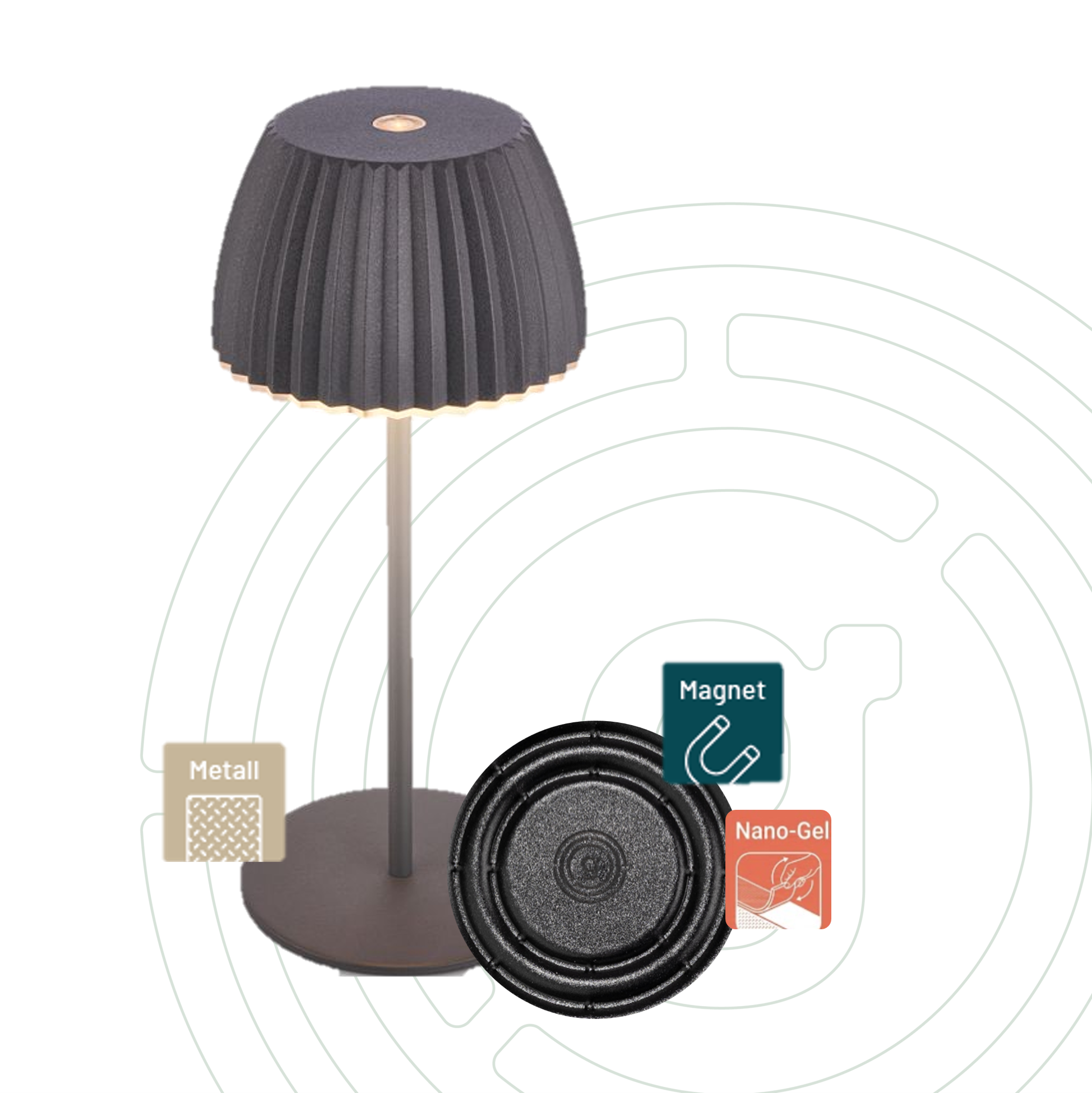 Design-Tischleuchte anthrazit, inklusive MagUp Pad S schwarz